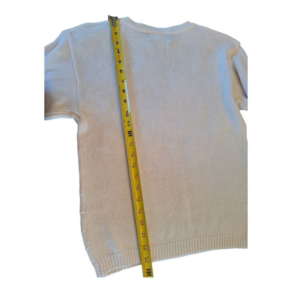 VINTAGE Sweater Marshall Fields Knit Embroidered Short Sleeve Spring Pullover S - Picture 11 of 12